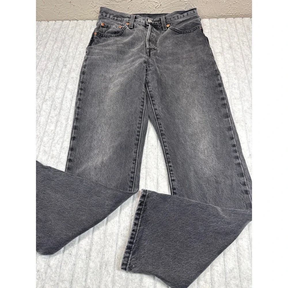 Levis‎ 501 Original Fit Jeans Mens 27x30 Washed Black Straight Leg Button Fly